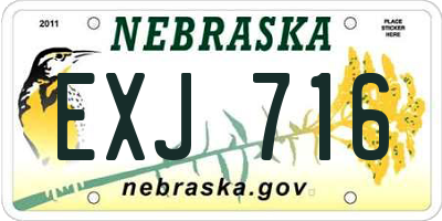 NE license plate EXJ716