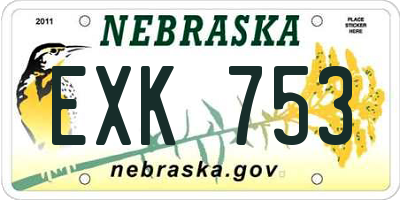 NE license plate EXK753
