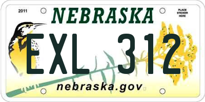 NE license plate EXL312