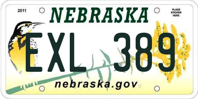 NE license plate EXL389