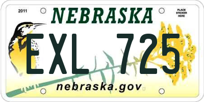 NE license plate EXL725