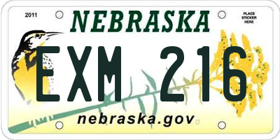 NE license plate EXM216