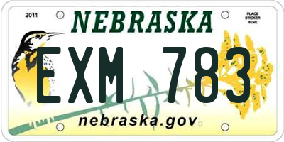 NE license plate EXM783