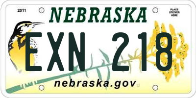 NE license plate EXN218