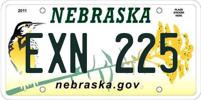 NE license plate EXN225