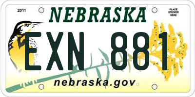 NE license plate EXN881