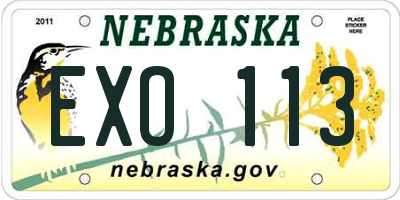 NE license plate EXO113
