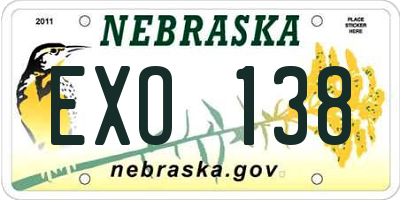 NE license plate EXO138