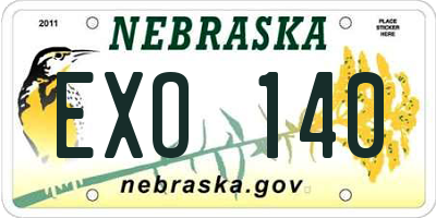 NE license plate EXO140