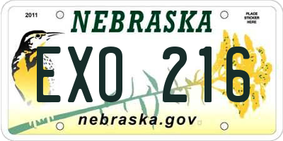 NE license plate EXO216