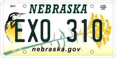 NE license plate EXO310