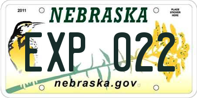 NE license plate EXP022