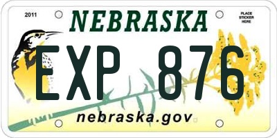 NE license plate EXP876