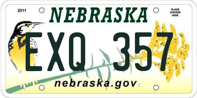 NE license plate EXQ357
