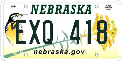 NE license plate EXQ418