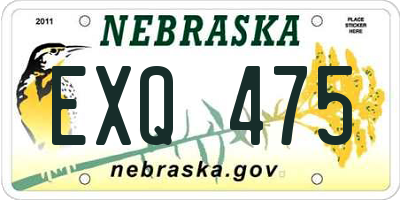 NE license plate EXQ475