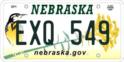 NE license plate EXQ549