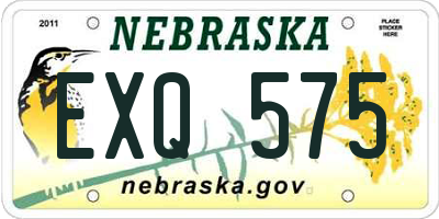 NE license plate EXQ575