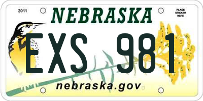 NE license plate EXS981