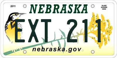 NE license plate EXT211