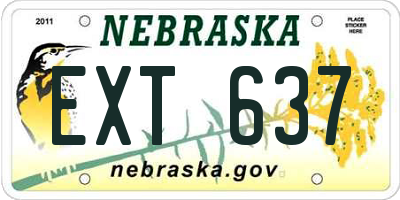 NE license plate EXT637