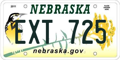 NE license plate EXT725