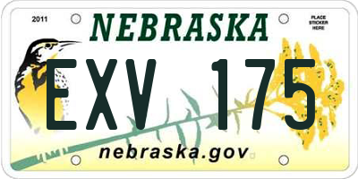 NE license plate EXV175