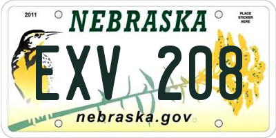 NE license plate EXV208