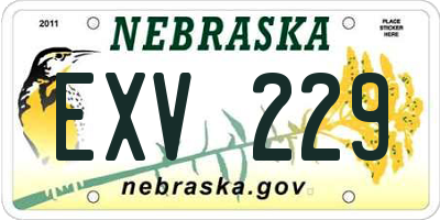 NE license plate EXV229