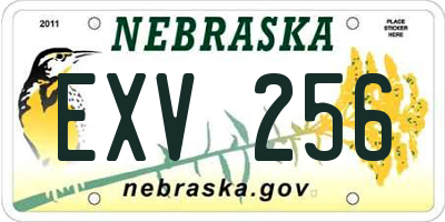NE license plate EXV256