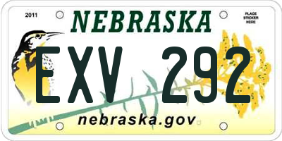 NE license plate EXV292
