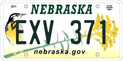 NE license plate EXV371