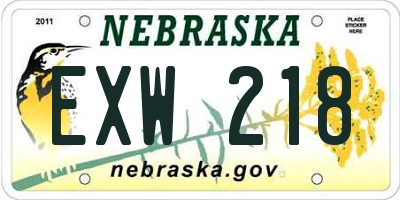 NE license plate EXW218