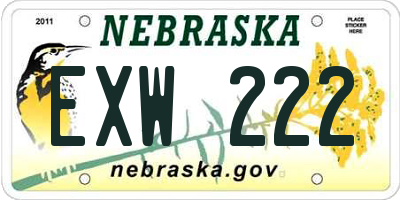 NE license plate EXW222