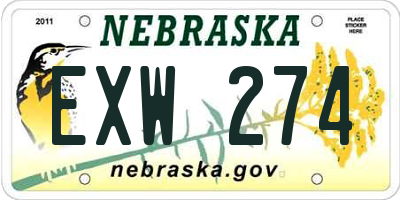 NE license plate EXW274