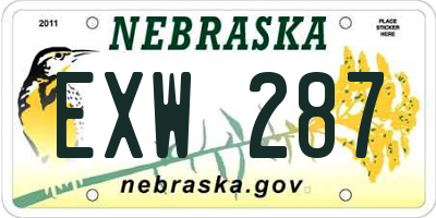 NE license plate EXW287