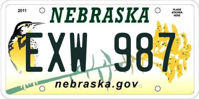 NE license plate EXW987