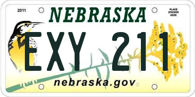NE license plate EXY211