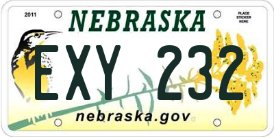 NE license plate EXY232