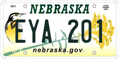 NE license plate EYA201
