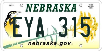 NE license plate EYA315