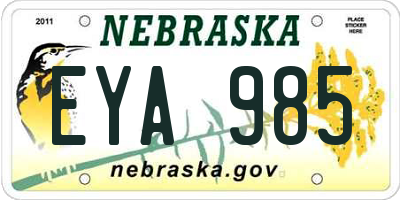 NE license plate EYA985