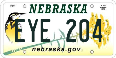 NE license plate EYE204