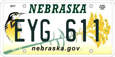 NE license plate EYG611
