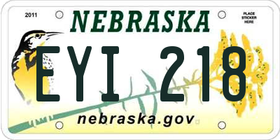 NE license plate EYI218