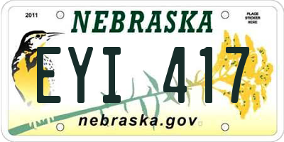 NE license plate EYI417