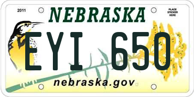 NE license plate EYI650
