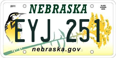 NE license plate EYJ251