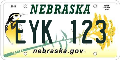 NE license plate EYK123