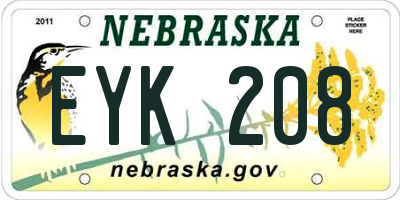 NE license plate EYK208